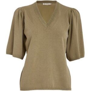 Glenda Short Sleeve Knit – Gray Green