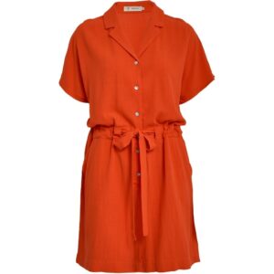 Hannah Short Dress - Hot Coral