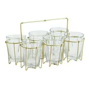 Iron rack w/ drinking glass - Ant, brass