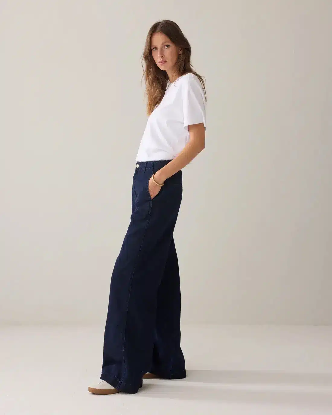Jeans wide leg Cotton lurex denim – Nightbluedenim