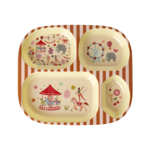 Kinderbord met 4 Compartimenten - Roze - Fun Fair Print
