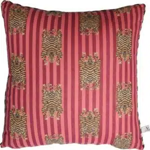Kussen Ethnic - Big tiger - Pink/dark green
