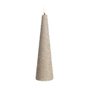 LED cone candle 5,8x21,5 cm Champagne Glitter