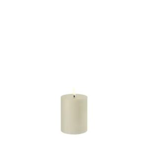 LED pillar candle, Oyster grey, Smooth, 7,8x10 cm