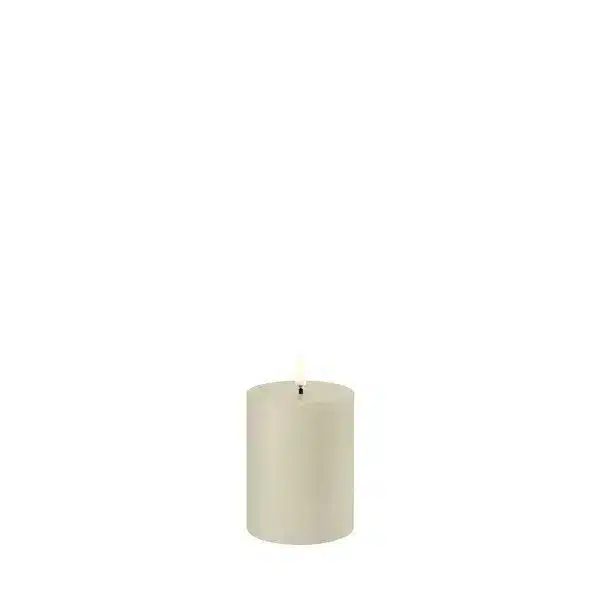 LED pillar candle, Oyster grey, Smooth, 7,8x10 cm