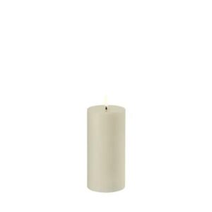 LED pillar candle, Oyster grey, Smooth, 7,8x15 cm