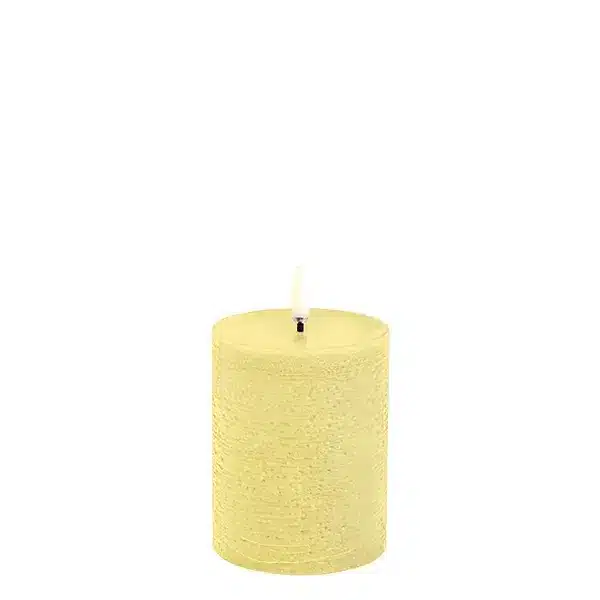 LED pillar candle rustic 7,8x10 cm - Wheat Yellow