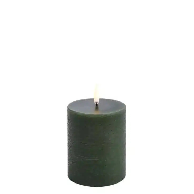 LED pillar candle Rustic 7,8x10cm - Olive green