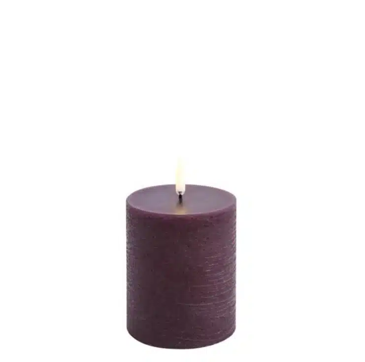 LED pillar candle Rustic 7,8x10cm - Plum