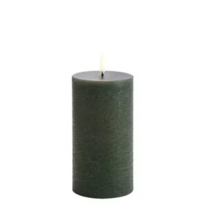 LED pillar candle Rustic - 7,8x15 cm Olive Green