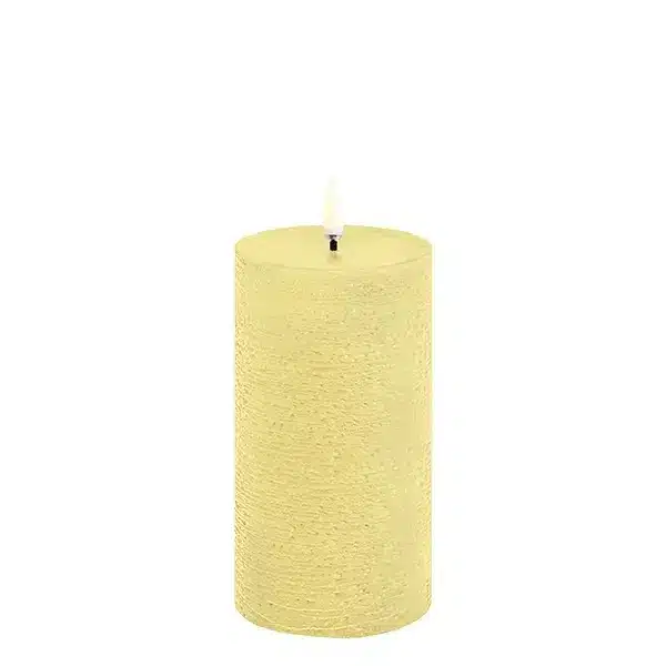 LED pillar candle Rustic - 7,8x15 cm Wheat Yellow