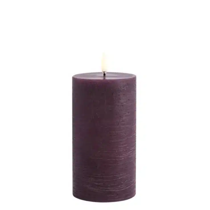 LED pillar candle Rustic 7,8x15cm - Plum