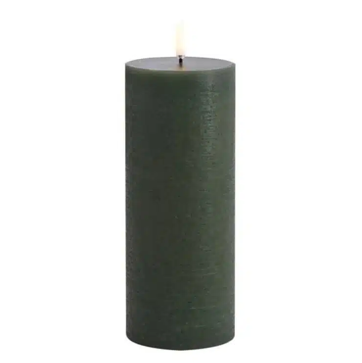 LED pillar candle Rustic 7,8x20cm - Olive green