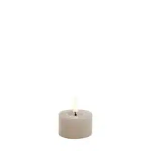 LED pillar melted candle Smooth 5x2,8cm - Sandstone