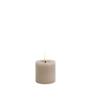 LED pillar melted candle Smooth 5x4,5cm - Sandstone