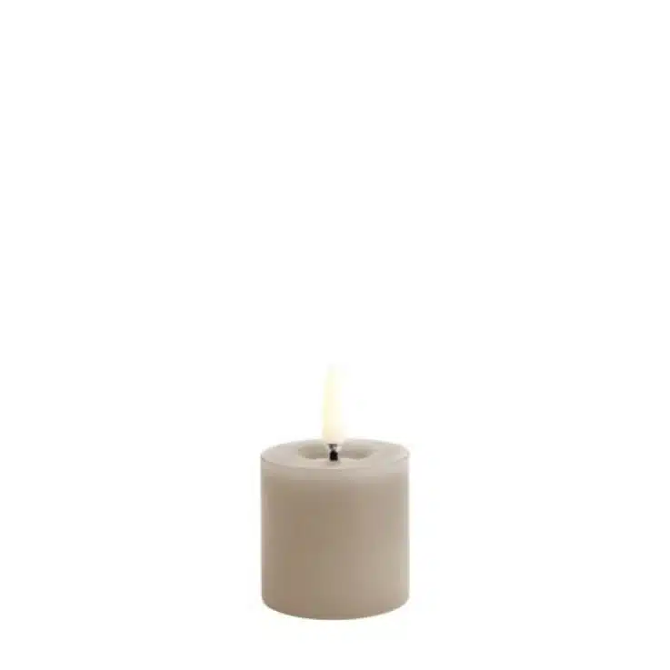 LED pillar melted candle Smooth 5x4,5cm - Sandstone
