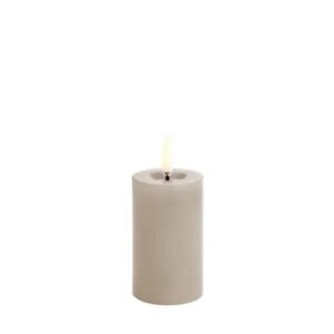 LED pillar melted candle Smooth 5x7,5cm - Sandstone