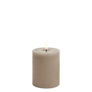 LED pillar melted candle Smooth 7,8x10cm - Sandstone