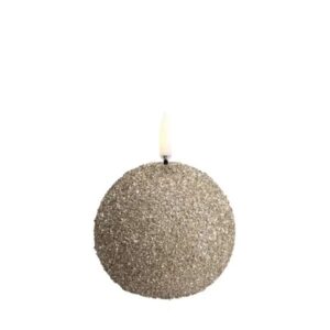 LED round candle, Champagne, Glitter, 7x7 cm
