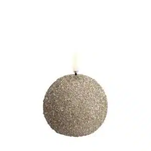 LED round candle, Champagne, Glitter, 7x7 cm