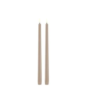 LED slim taper candle, Beige, Smooth, 2-pack, 2,3x32 cm