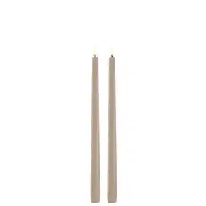 LED slim taper candle, Beige, Smooth, 2-pack, 2,3x32 cm