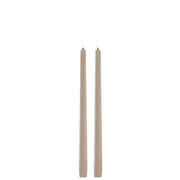 LED slim taper candle, Beige, Smooth, 2-pack, 2,3x32 cm
