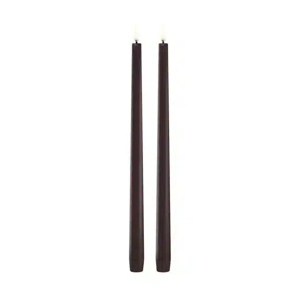LED slim taper candle, Dusty mulberry, Smooth, 2-pack, 2,3x32 cm