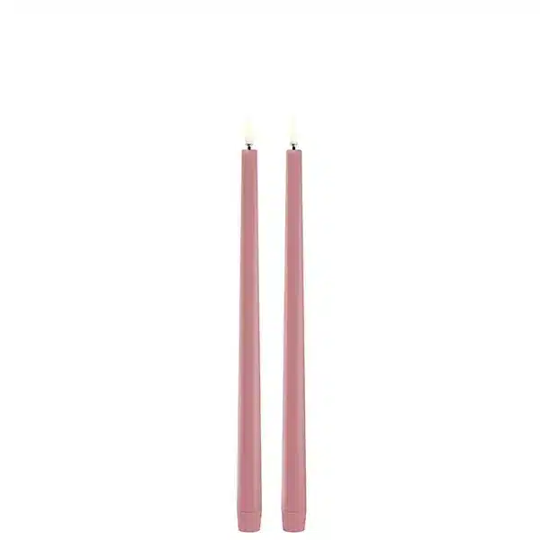 LED slim taper candle, Dusty rose, Smooth - 2,3x32 cm