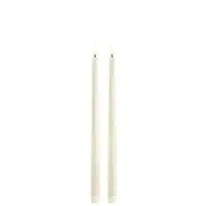 LED slim taper candle, Ivory, Smooth, 2-pack, 2,3x32 cm
