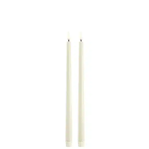 LED slim taper candle, Ivory, Smooth, 2-pack, 2,3x32 cm