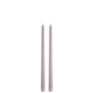 LED slim taper candle, Light lavender, Smooth - 2,3x32 cm