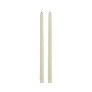 LED slim taper candle, Oyster grey, Smooth, 2-pack, 2,3x32 cm