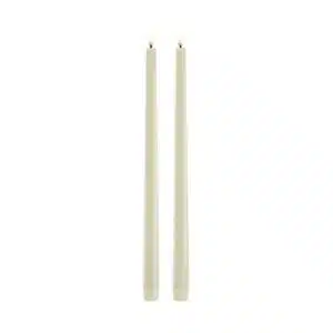LED slim taper candle, Oyster grey, Smooth, 2-pack, 2,3x32 cm