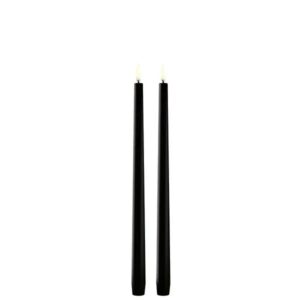 LED slim taper candle, Plain black, Smooth, 2- pack, 2,3x32 cm