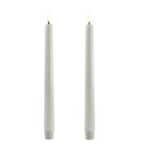 LED taper candle 2,3x25, Smooth, 2-pack Dusty Green