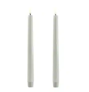 LED taper candle 2,3x25, Smooth, 2-pack Dusty Green