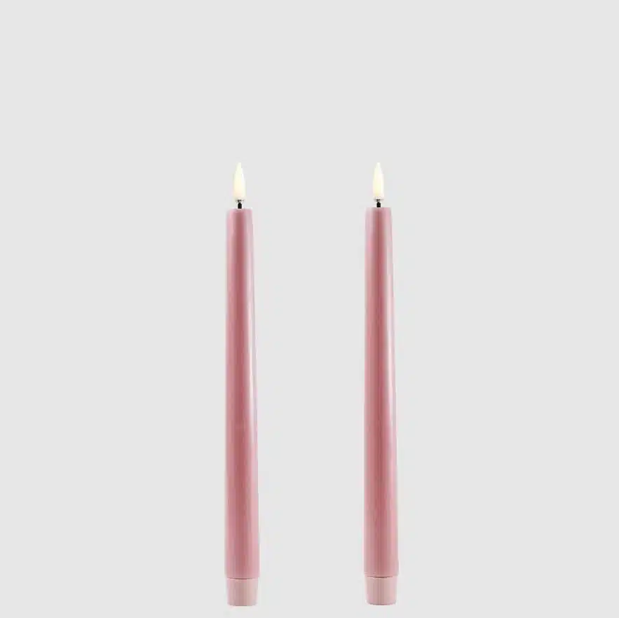 LED taper candle 2,3x25, Smooth, 2-pack Dusty Rose
