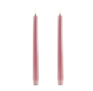 LED taper candle 2,3x25, Smooth, 2-pack Dusty Rose