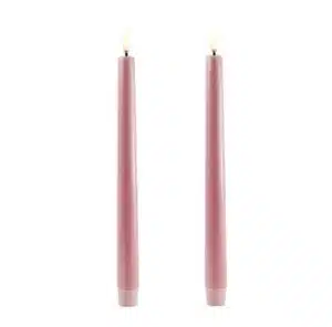 LED taper candle 2,3x25, Smooth, 2-pack Dusty Rose
