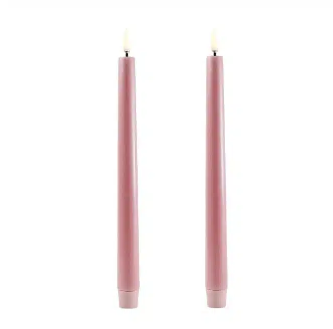 LED taper candle 2,3x25, Smooth, 2-pack Dusty Rose
