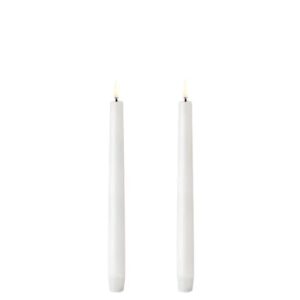 LED taper candle 2,3x25, Smooth, 2-pack Nordic White
