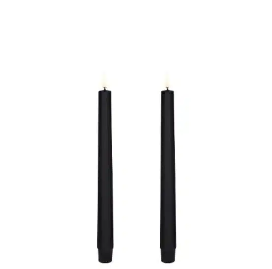 LED taper candle 2,3x25, Smooth, 2-pack Plain Black