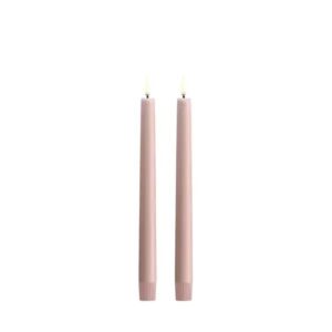 LED taper candle 2,3x25, Smooth, 2-pack Rose Powder