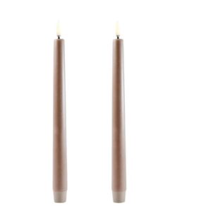 LED taper candle 2,3x25, Smooth, 2-pack Sandstone