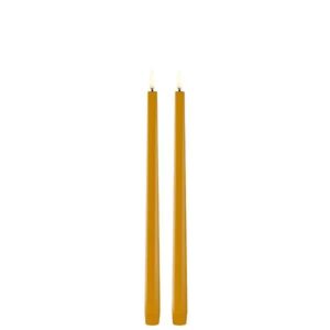 LED taper candle 2,3x32,, Smooth, 2-pack Curry Yellow
