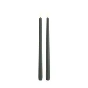 LED taper candle 2,3x32, Smooth, 2-pack Olive green
