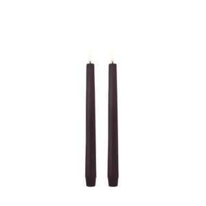 LED taper candle, Dusty mulberry, Smooth, 2-pack, 2,3x25 cm