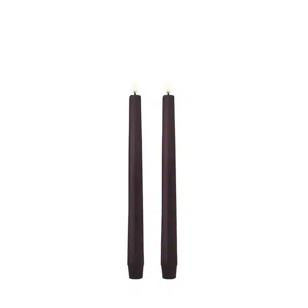 LED taper candle, Dusty mulberry, Smooth, 2-pack, 2,3x25 cm