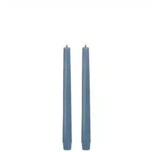 LED taper candle, Hazy blue, smooth, 2-pack, 2,3x25 cm